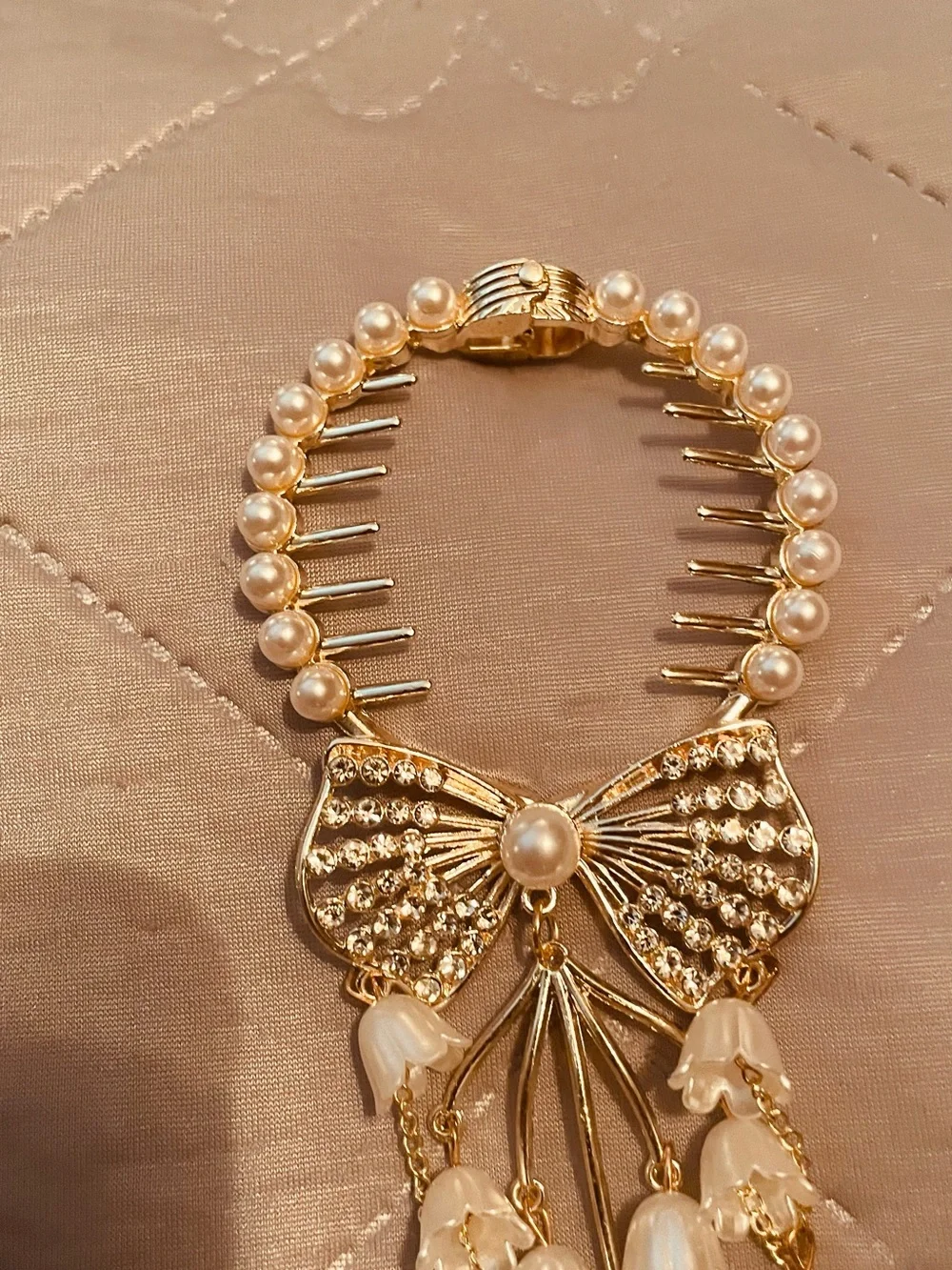 Pearl Floral Hair Comb Set - White and Pink Decorative Hair Accessories